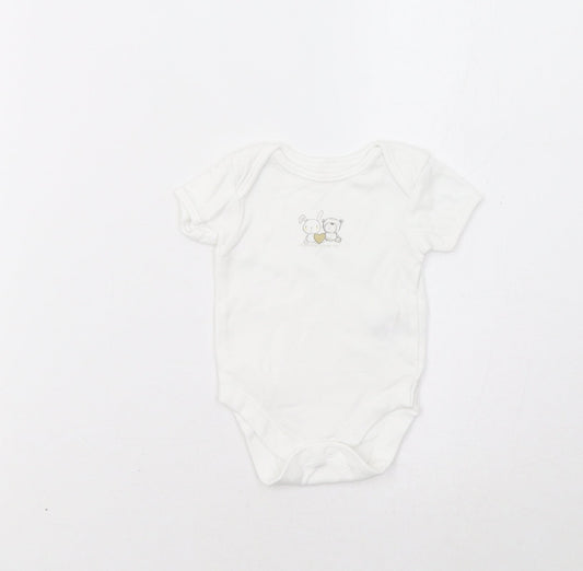 George Baby White   Romper One-Piece Size 0-3 Months  - Bunny & Bear