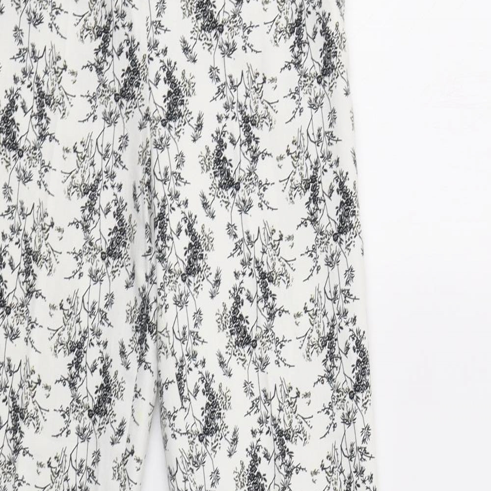 H&M Womens White Floral  Trousers  Size S L27 in