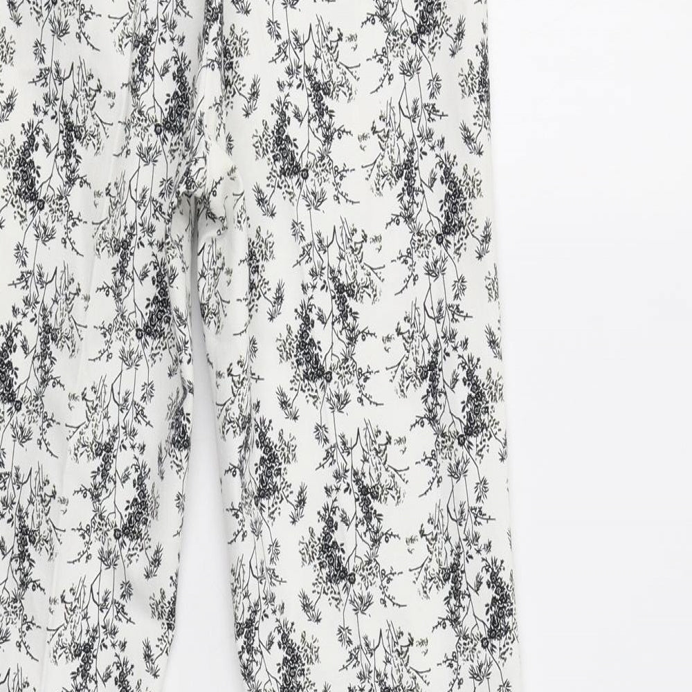 H&M Womens White Floral  Trousers  Size S L27 in