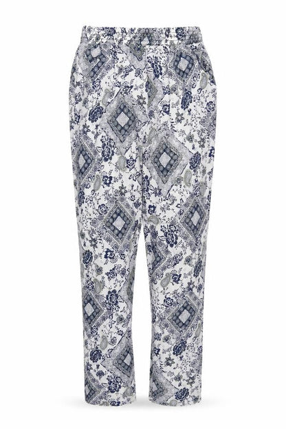 YAYA Womens Blue Paisley  Trousers  Size S L28 in