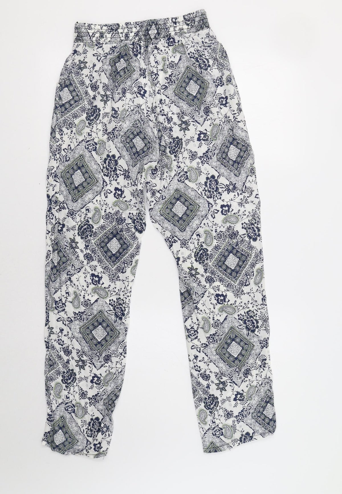 YAYA Womens Blue Paisley  Trousers  Size S L28 in