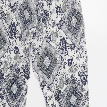 YAYA Womens Blue Paisley  Trousers  Size S L28 in