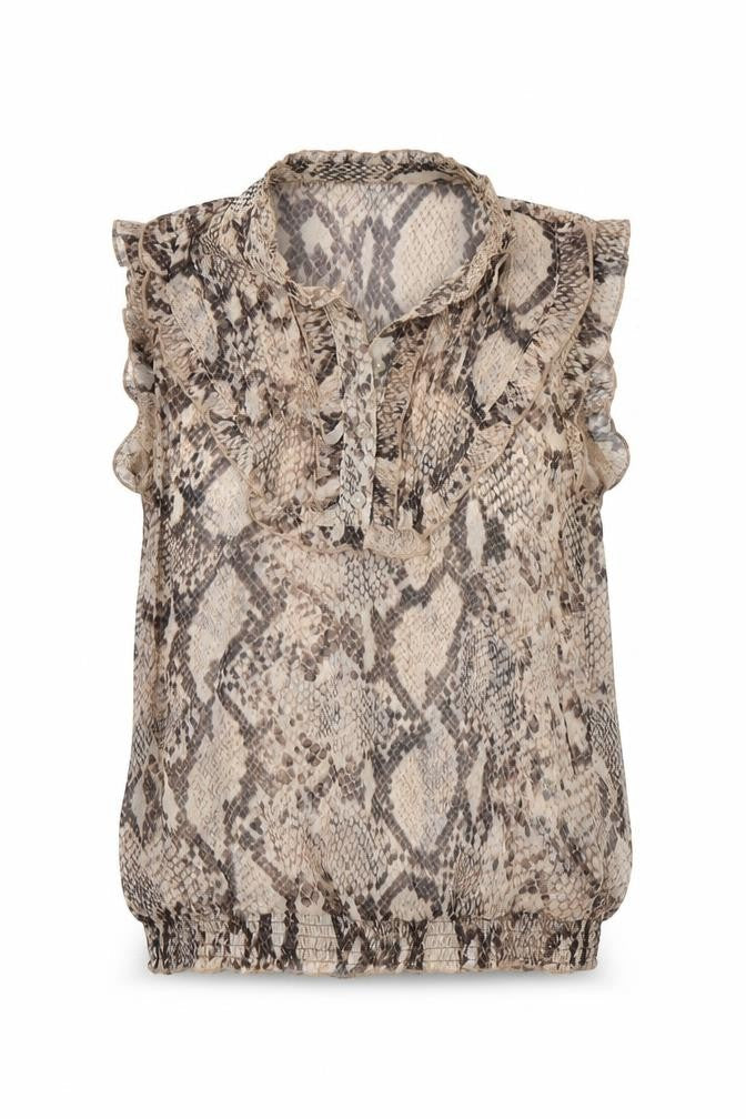 Debenhams Womens Brown Animal Print  Basic Blouse Size 8