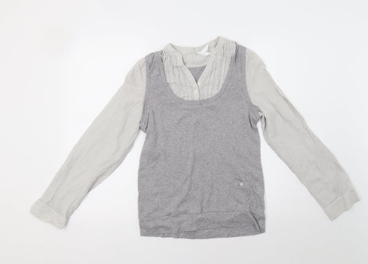 M&S Womens Grey Striped  Pullover Jumper Size 12