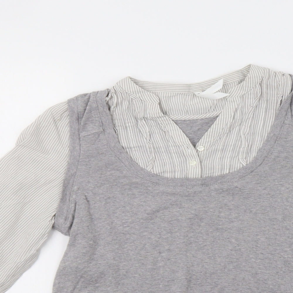 M&S Womens Grey Striped  Pullover Jumper Size 12