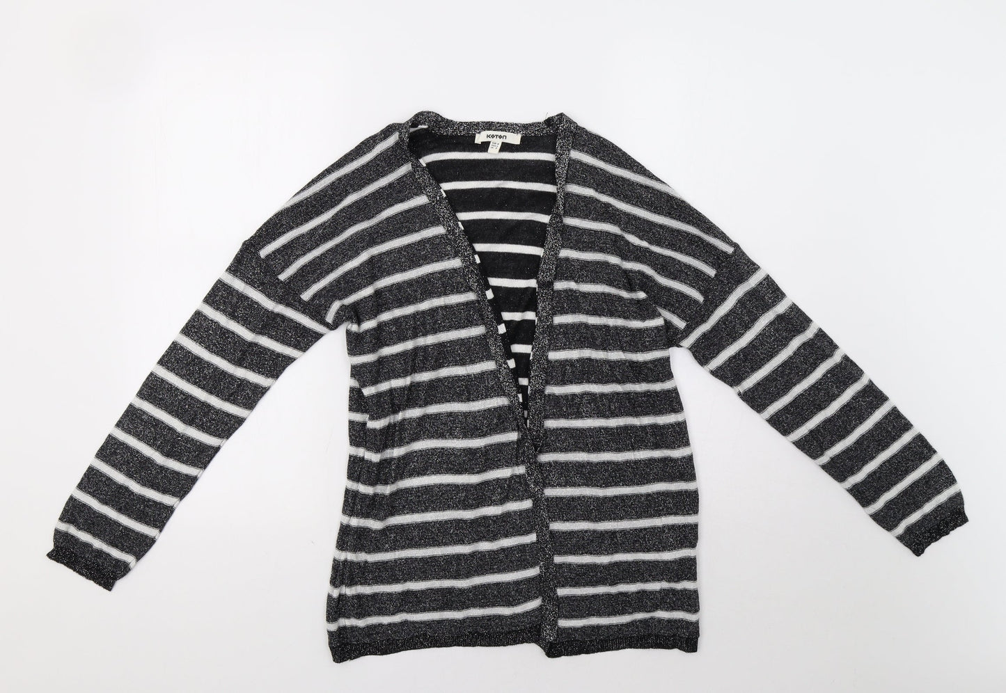 Koton Womens Black Striped  Cardigan Jumper Size M