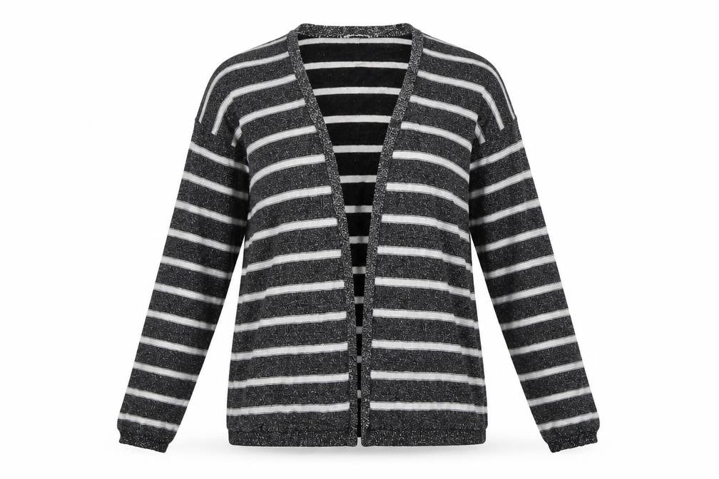 Koton Womens Black Striped  Cardigan Jumper Size M