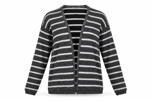 Koton Womens Black Striped  Cardigan Jumper Size M