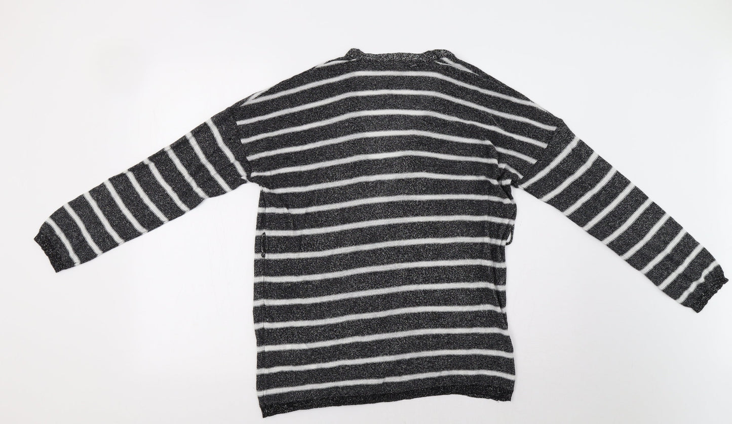 Koton Womens Black Striped  Cardigan Jumper Size M