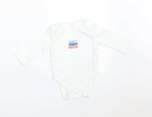 Primark Baby White   Babygrow One-Piece Size 3-6 Months  - DADDY'S LITTLE MONSTER
