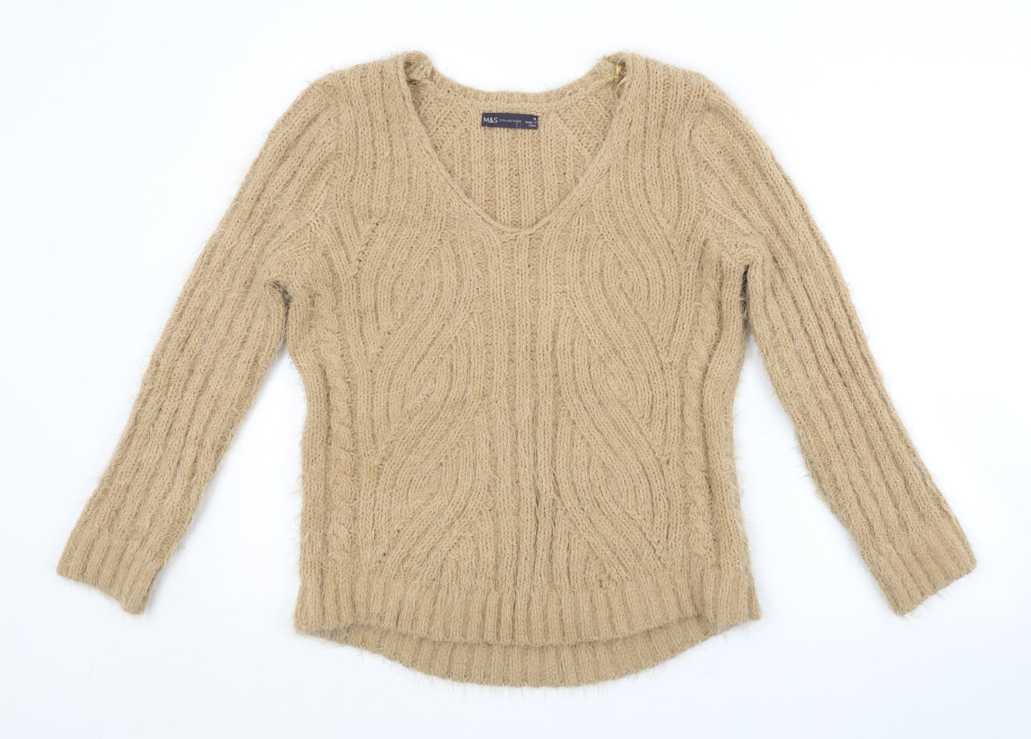 M&S Womens Brown Striped  Pullover Jumper Size M