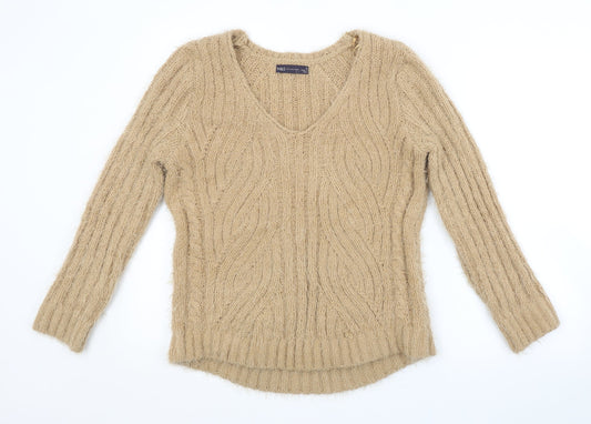 M&S Womens Brown Striped  Pullover Jumper Size M