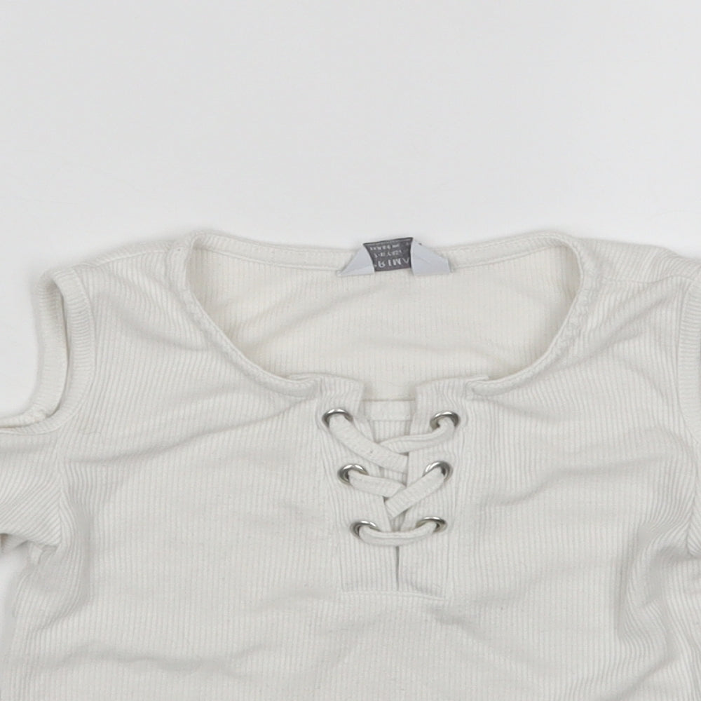 Primark Girls White   Pullover Jumper Size 7-8 Years