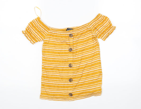 Select Womens Yellow Striped  Pullover Jumper Size 12