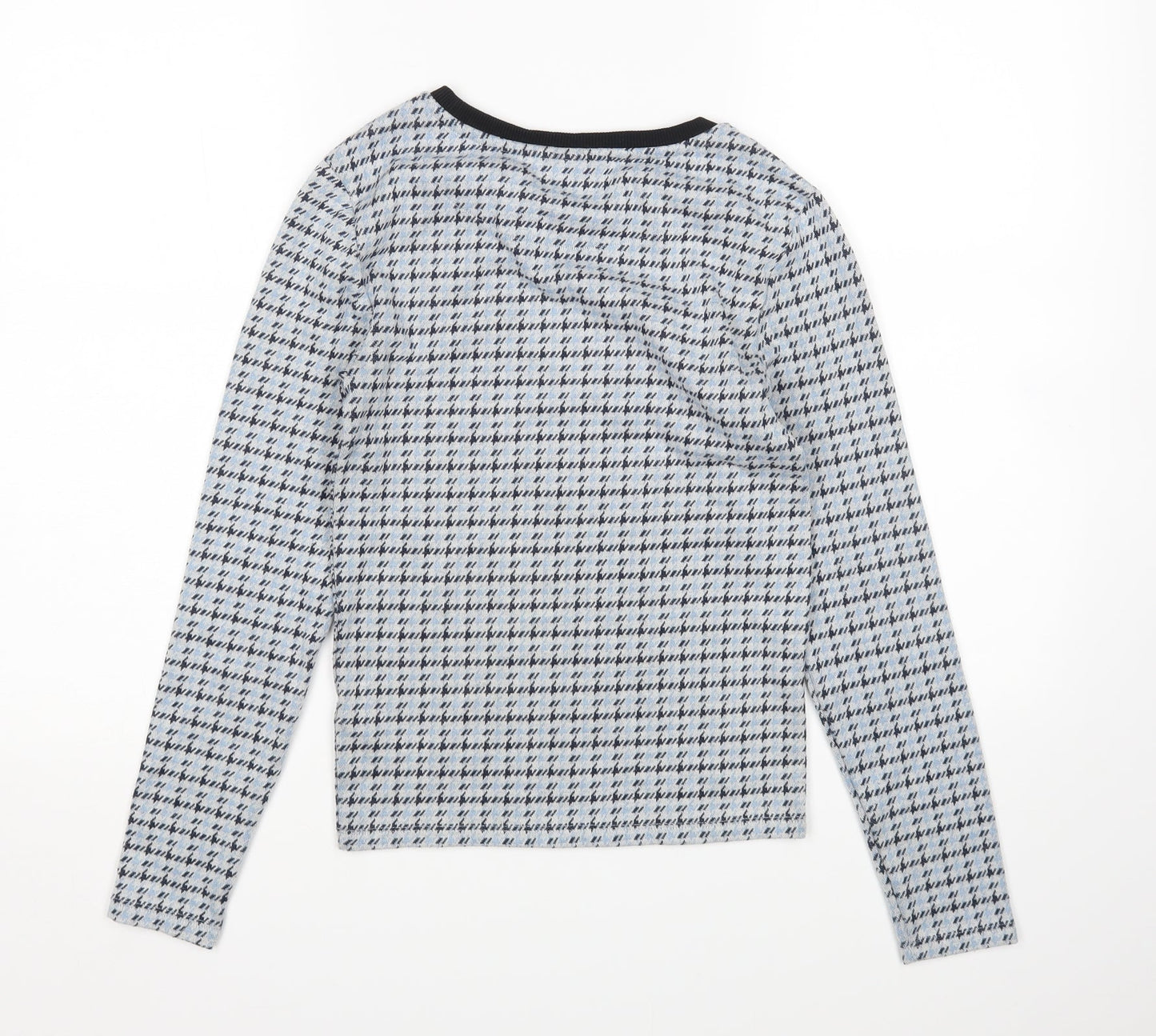 Topshop Womens Blue Houndstooth  Pullover Jumper Size 8