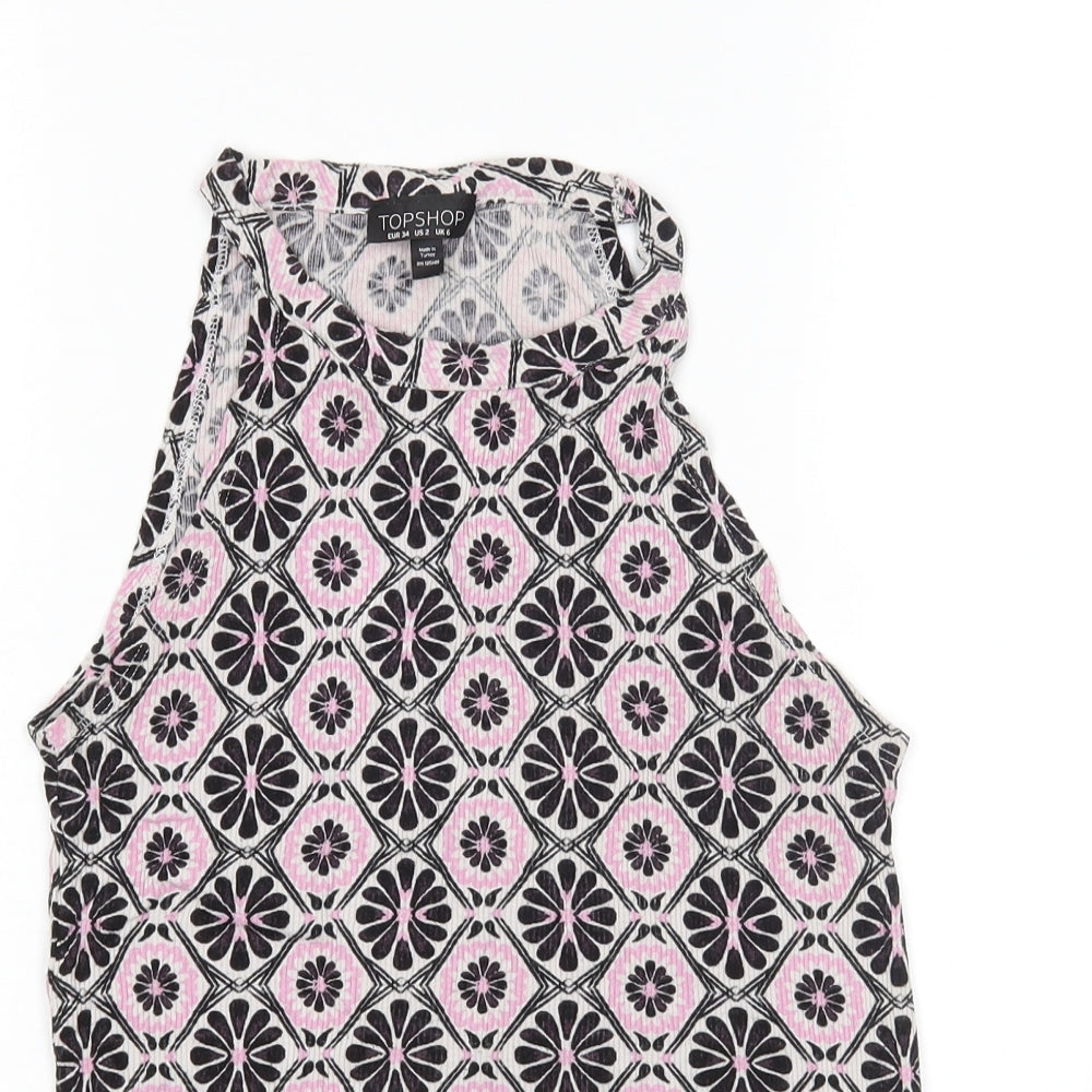 Topshop Womens Multicoloured Floral  Basic Tank Size 6