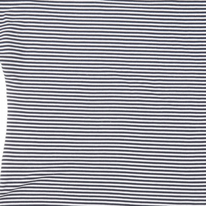 Viz-A-Viz Womens White Striped  Basic T-Shirt Size 14