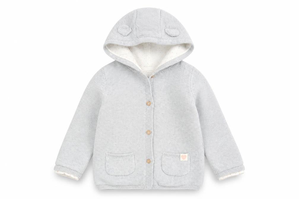 PURE Collection Baby Grey   Cardigan Jumper Size 18-24 Months