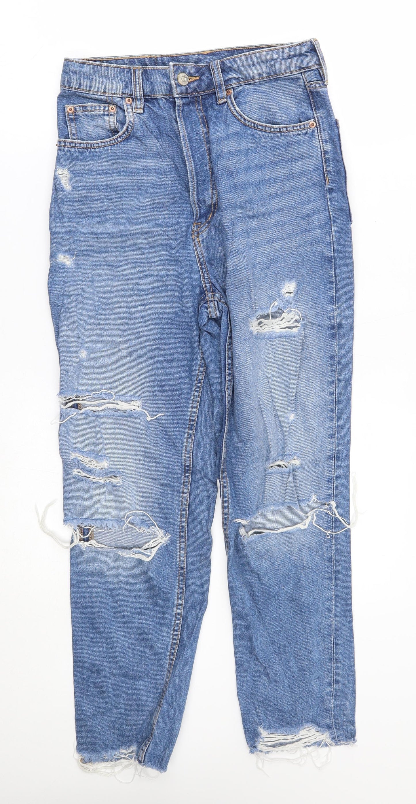H&M Womens Blue   Tapered Jeans Size 8 L25 in