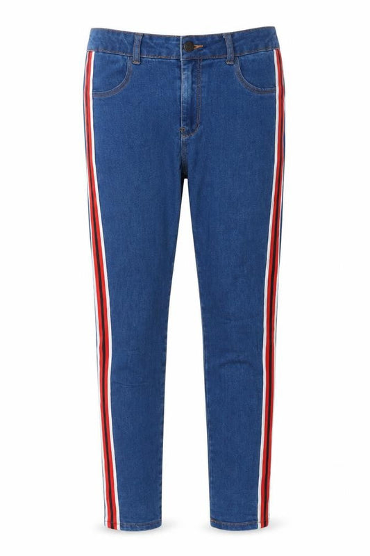 Be Cool Womens Blue Striped  Skinny Jeans Size 8 L28 in