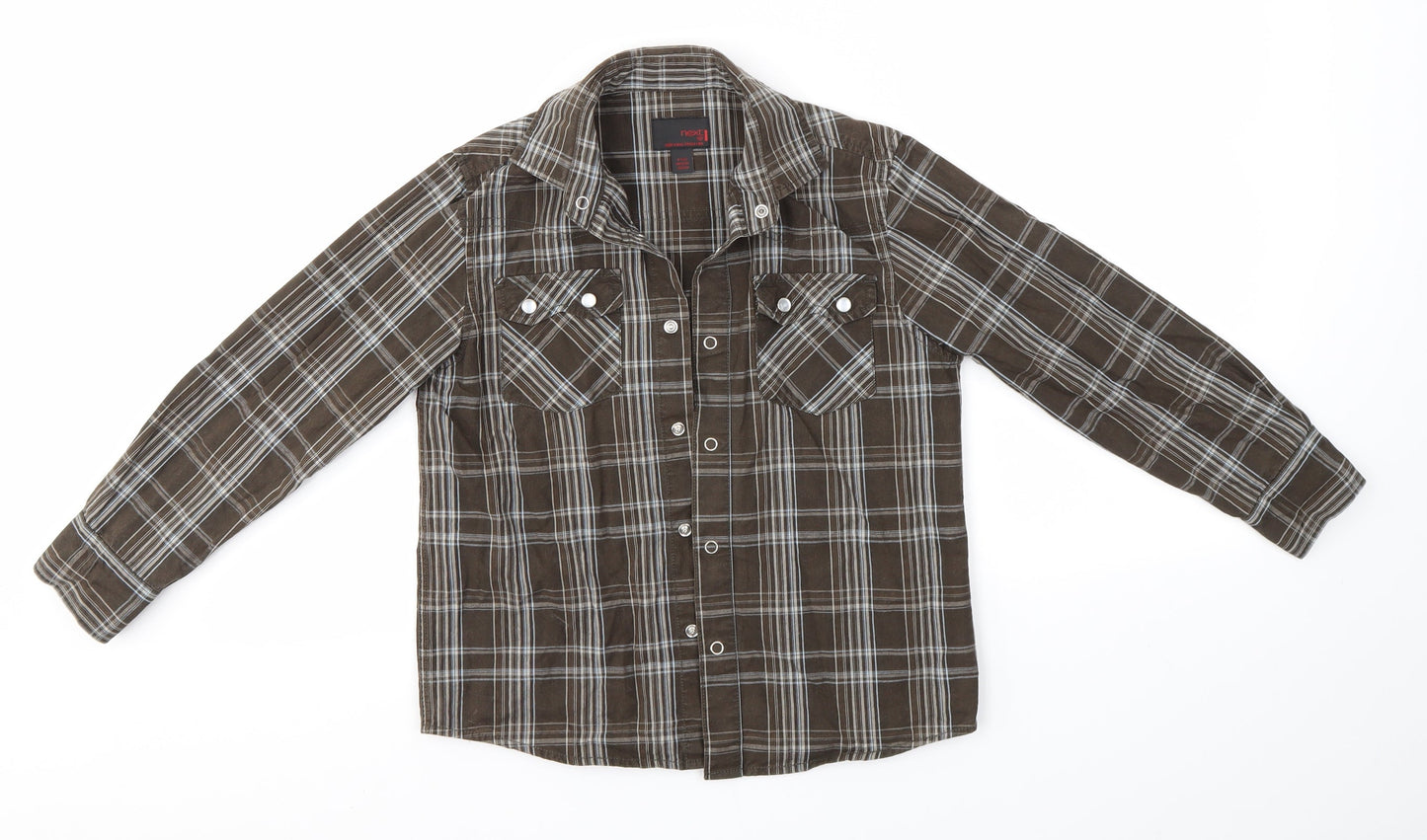 NEXT Boys Brown Check  Basic Button-Up Size 8 Years