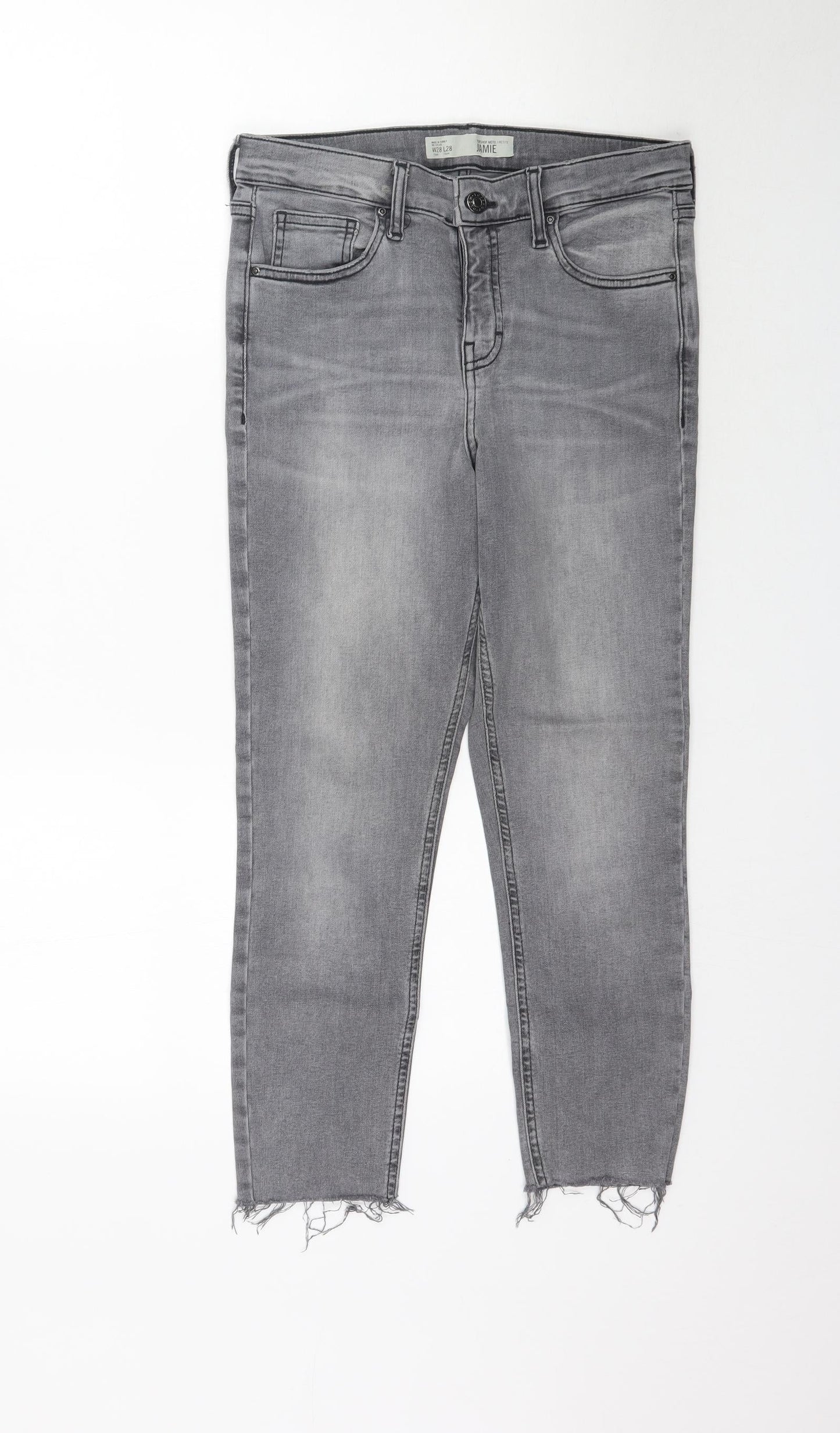 Topshop Womens Grey  Denim Skinny Jeans Size 28 L24 in