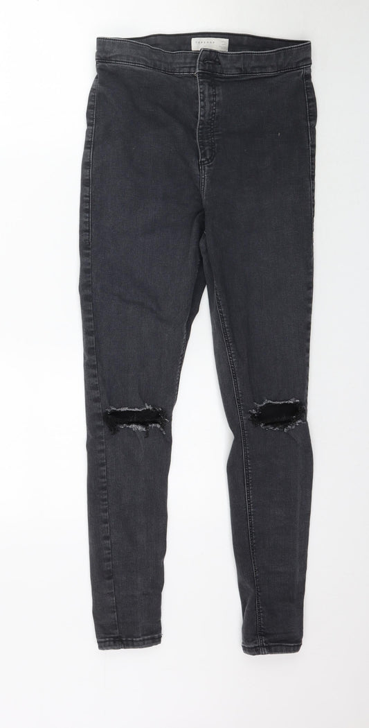 Topshop Womens Black  Denim Skinny Jeans Size 32 L28 in