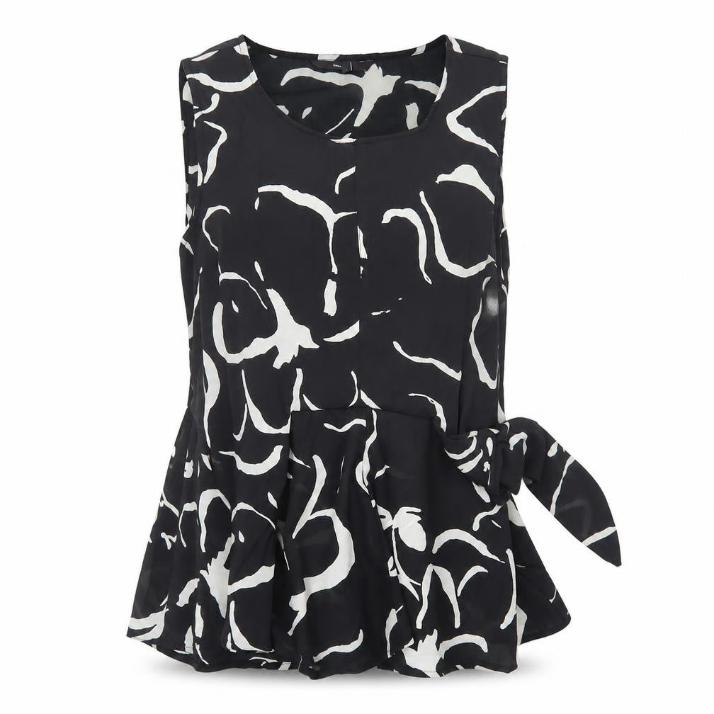 VERO MODA Womens Black Geometric  Basic T-Shirt Size L