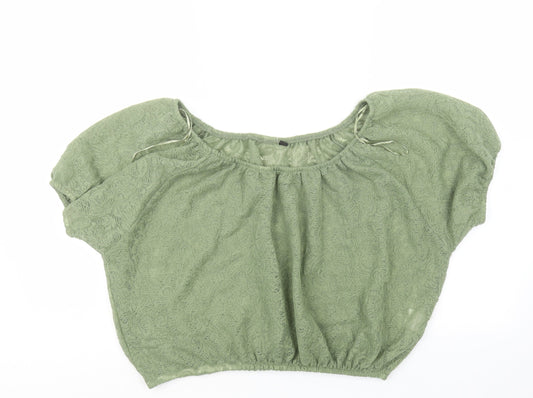 Folia Womens Green   Cropped Blouse Size 16