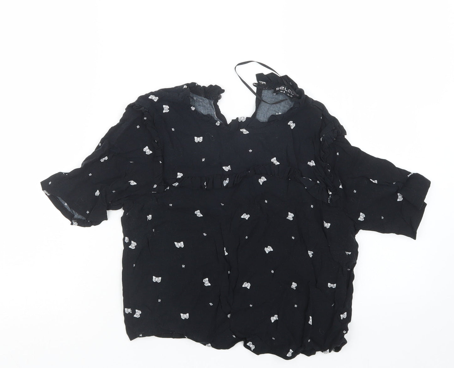 Select Womens Black Geometric  Basic Blouse Size 8