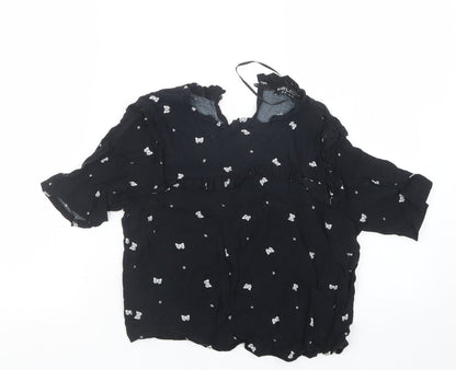 Select Womens Black Geometric  Basic Blouse Size 8