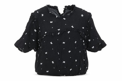 Select Womens Black Geometric  Basic Blouse Size 8
