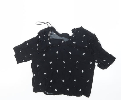 Select Womens Black Geometric  Basic Blouse Size 8