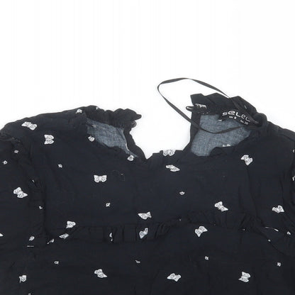 Select Womens Black Geometric  Basic Blouse Size 8