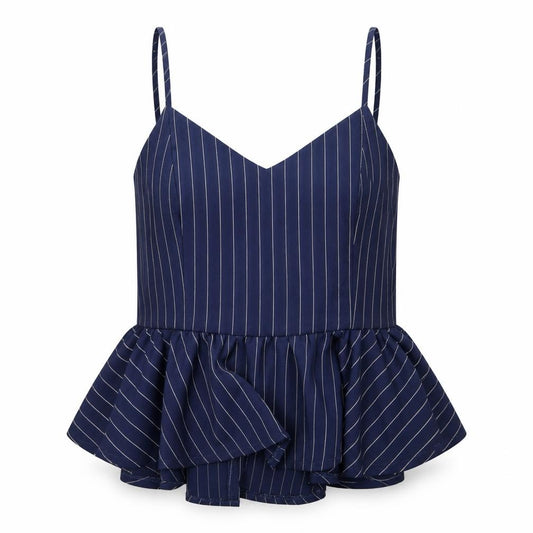 New Look Womens Blue Striped  Cropped T-Shirt Size 12