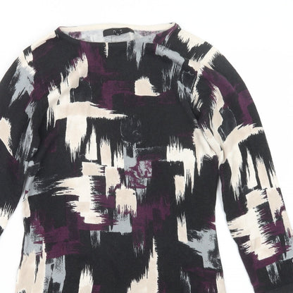 Next Womens Black Geometric Knit Pullover Jumper Size 6