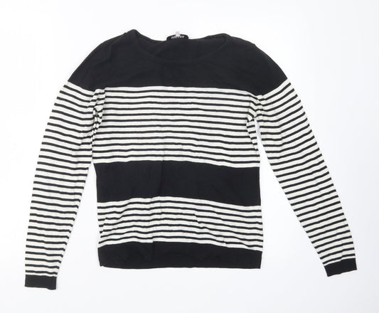 Great plains Womens Black Striped Knit Pullover Jumper Size M