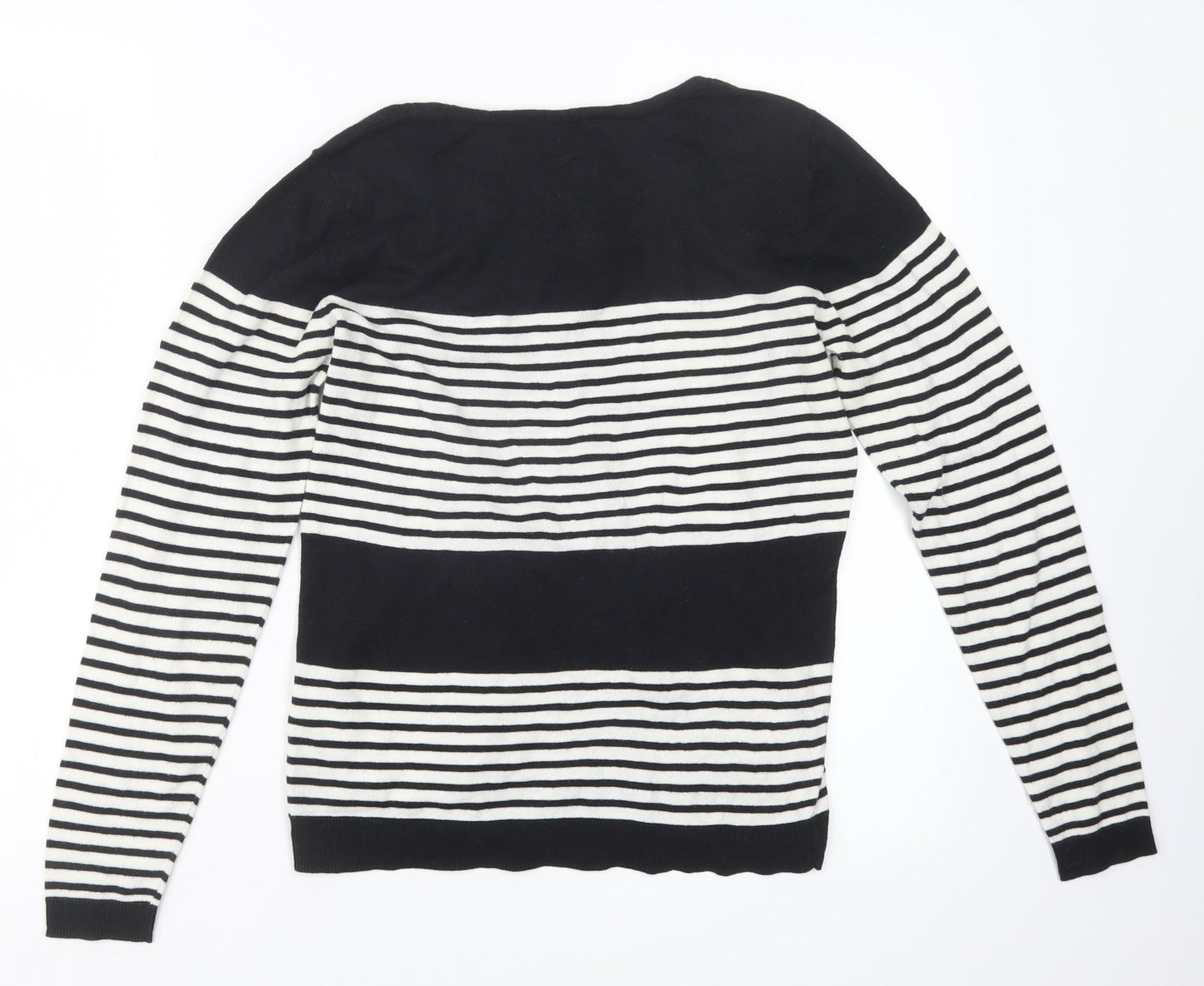 Great plains Womens Black Striped Knit Pullover Jumper Size M