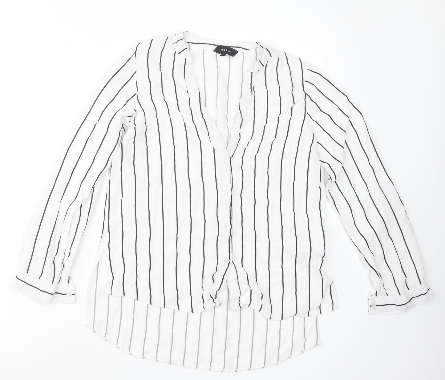 New Look Womens Black Striped  Basic Button-Up Size 6