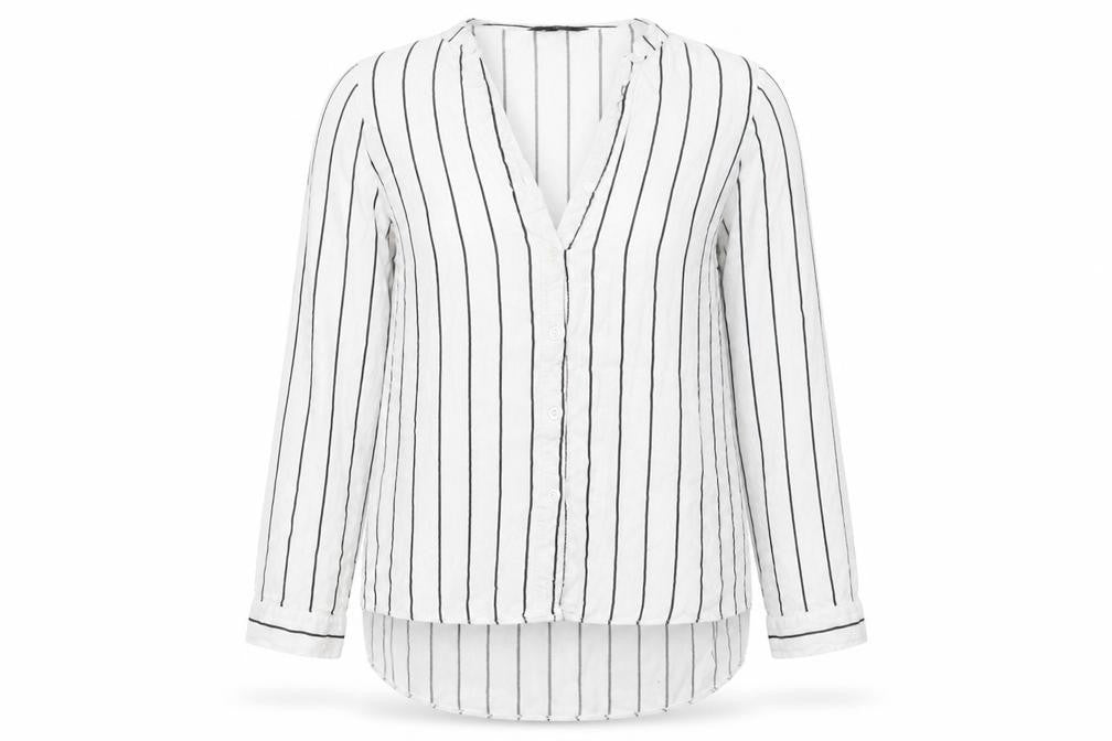 New Look Womens Black Striped  Basic Button-Up Size 6