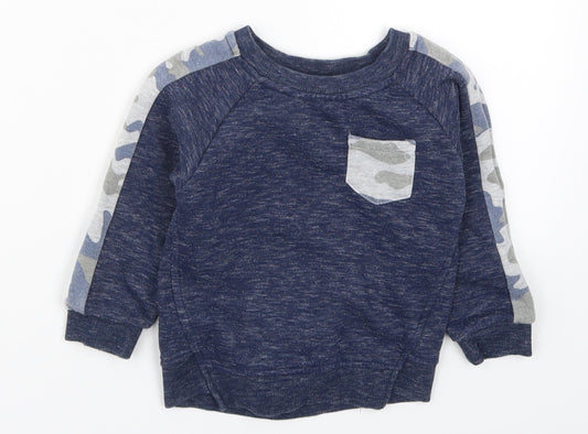 Primark Boys Blue Camouflage  Pullover Sweatshirt Size 2-3 Years
