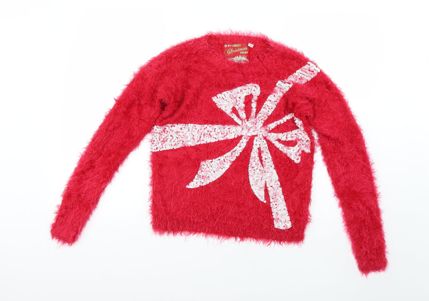 Star Womens Red Geometric  Pullover Jumper Size 10