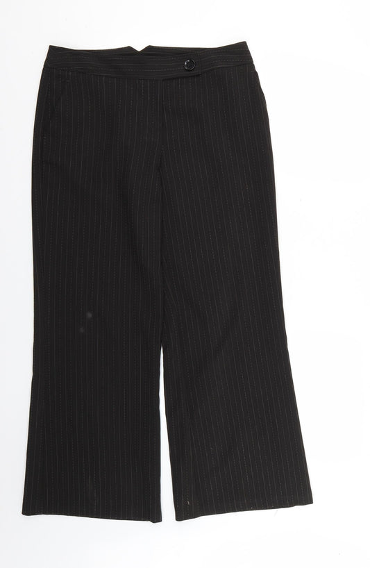 evie Womens Black Striped  Trousers  Size 12 L27 in