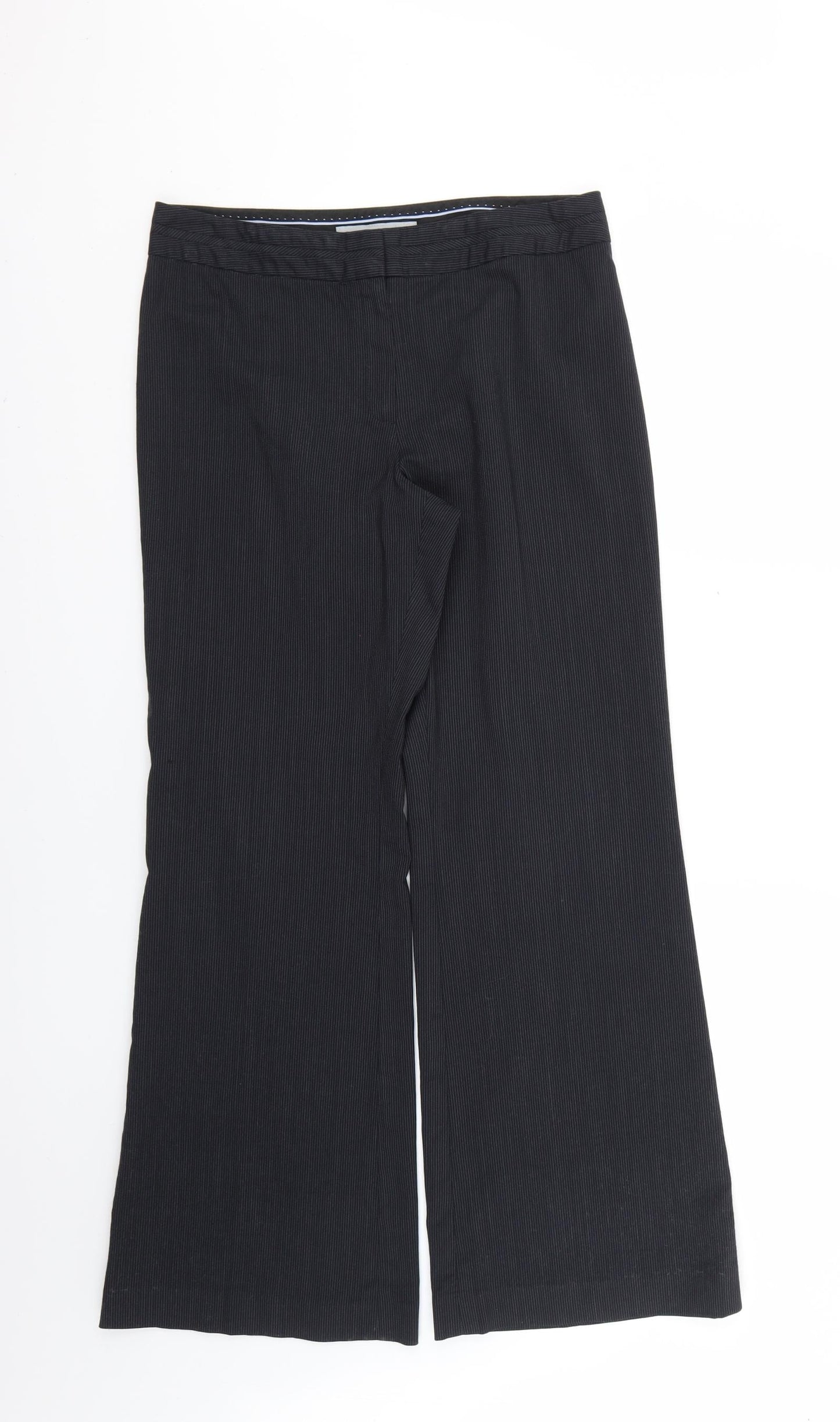 NEXT Womens Black Striped  Trousers  Size 12 L26 in