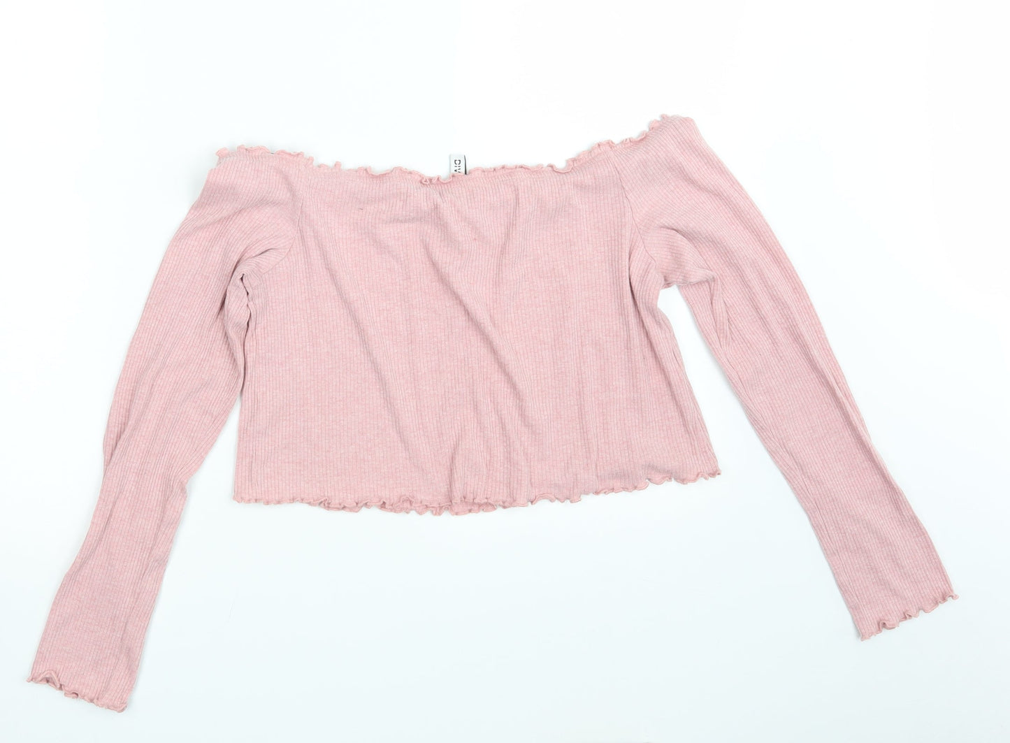 H&M Womens Pink   Cropped Blouse Size L