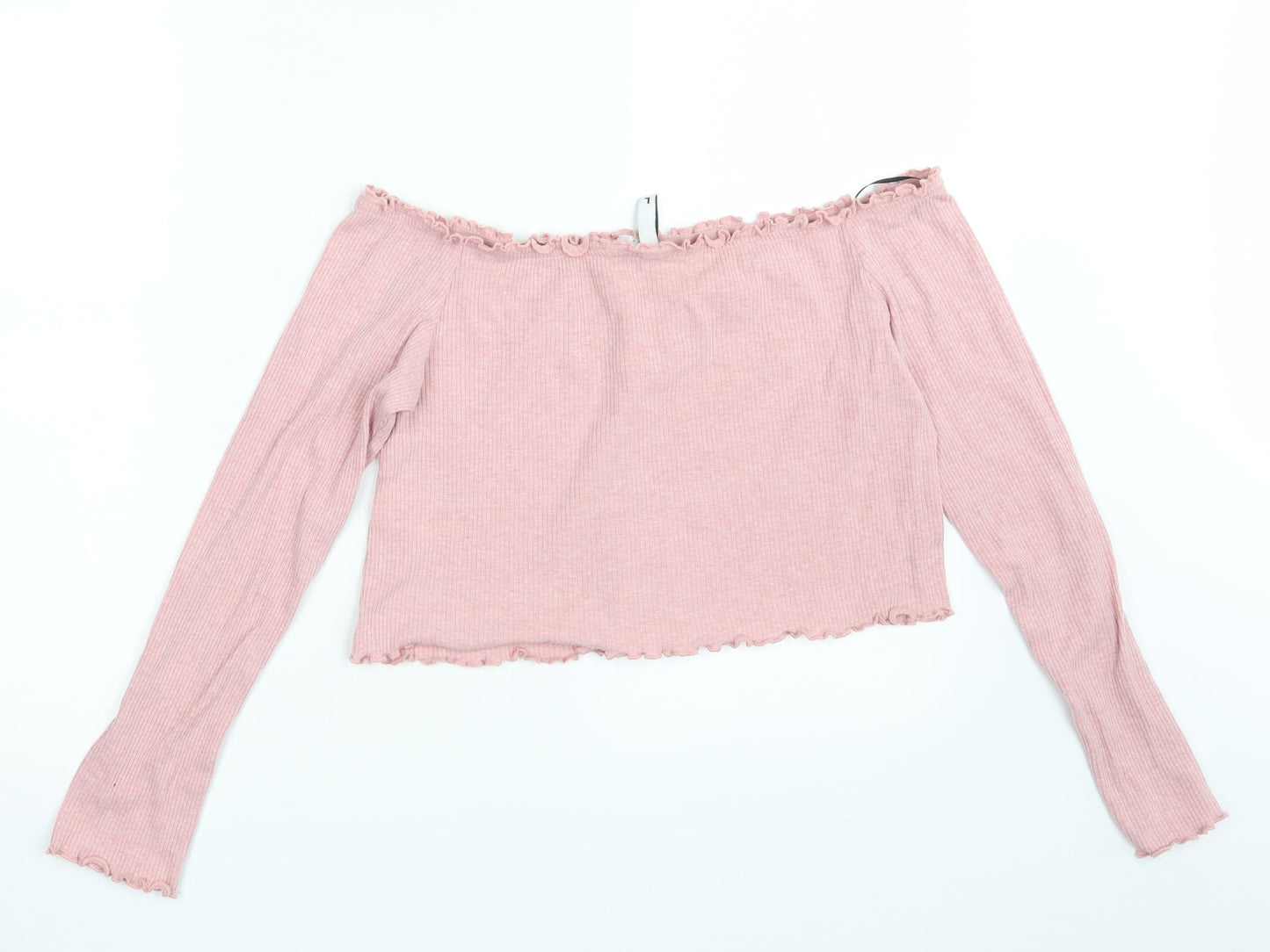 H&M Womens Pink   Cropped Blouse Size L