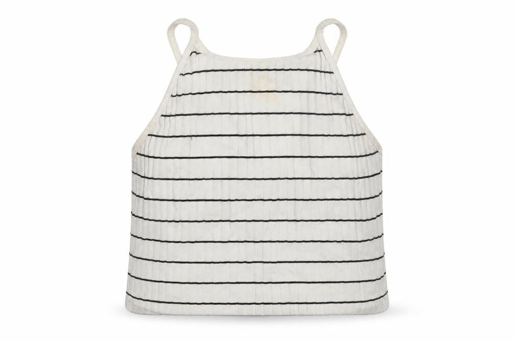 New Look Womens White Striped  Cropped Tank Size 14
