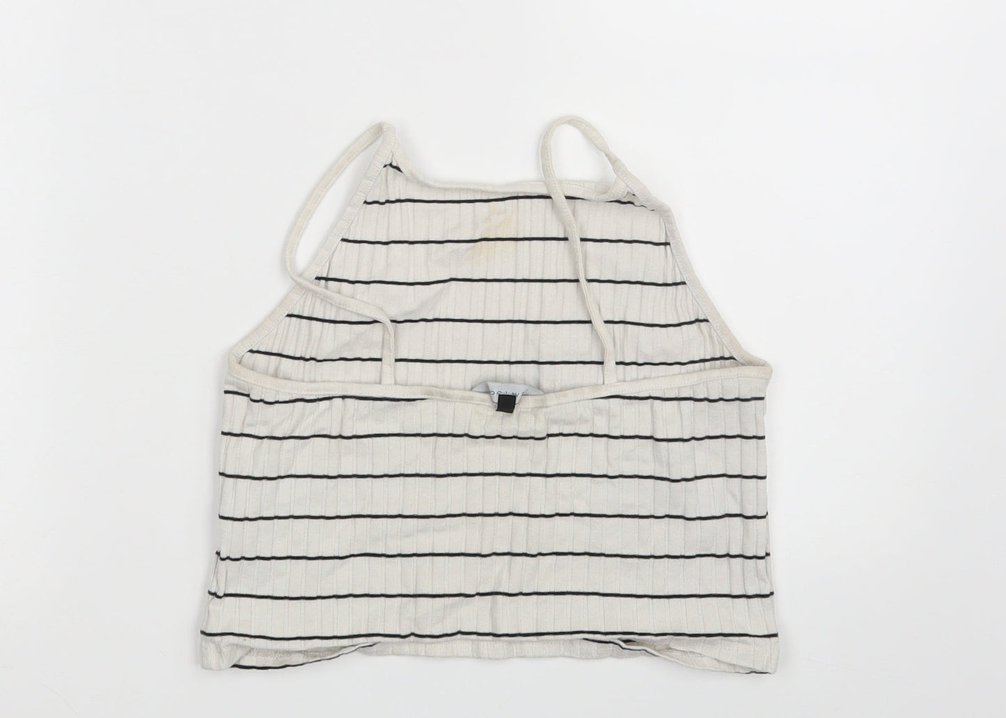 New Look Womens White Striped  Cropped Tank Size 14