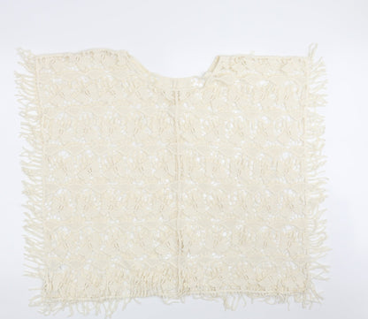 Tu Womens Ivory Floral Knit Wrap Jumper One Size