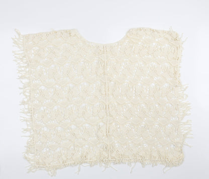 Tu Womens Ivory Floral Knit Wrap Jumper One Size